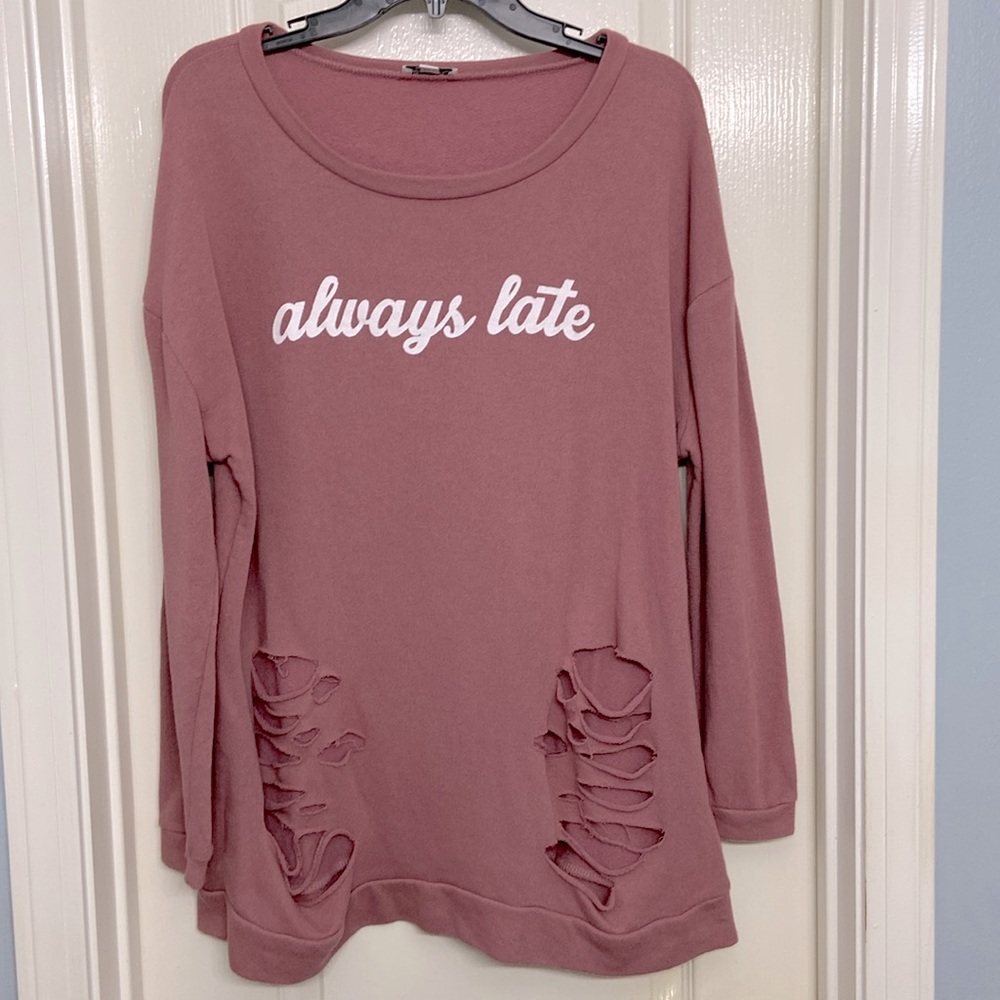 Oversized Distressed Sweatshirt